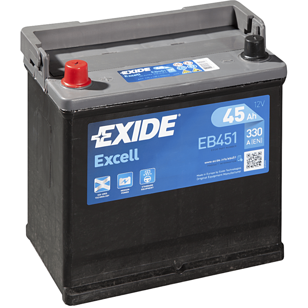 Ciudadano Influyente secretamente Comprar Batería Exide Excell EB451. 45 Ah - 330A(EN) 12V. 220x135x225mm al  mejor precio con envío gratuito en 24 horas - Blue Batteries