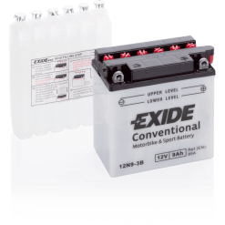 Batería Exide Moto 12V Conventional 12N9-3B. 9 Ah (C10) - 85A(EN) 12V. 135x75x140mm