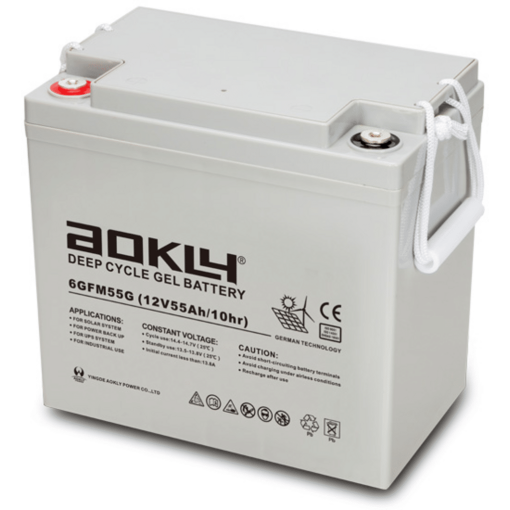 Batería Aokly Gel Vrla GEL. 6GFM55G. 55 Ah (C10) 12V. 229x138x210mm