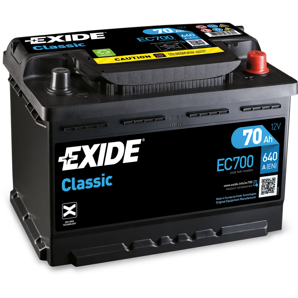 Batería Exide Classic EC700. 70 Ah - 640A(EN) 12V. 278x175x190mm - Blue  Batteries