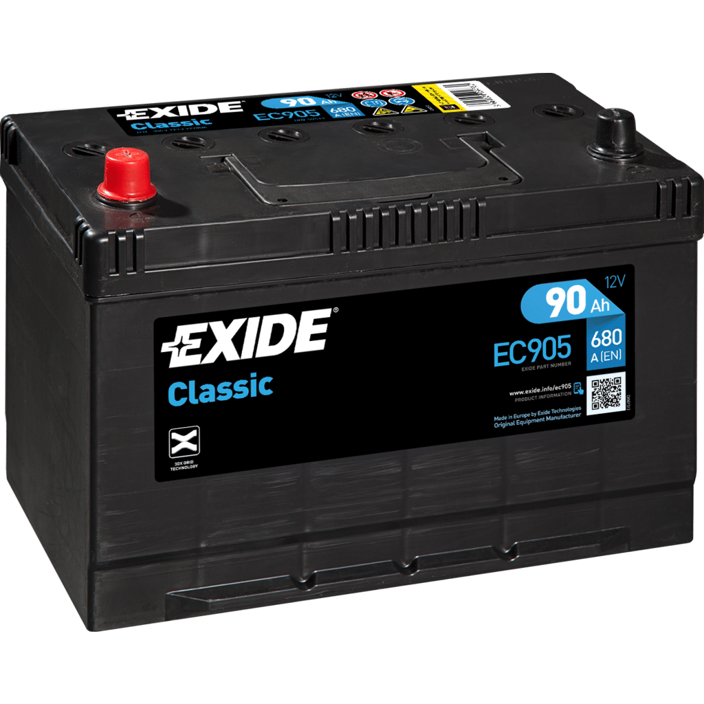 Batería Exide Classic EC905. 90 Ah - 680A(EN) 12V. 306x173x225mm - Blue  Batteries
