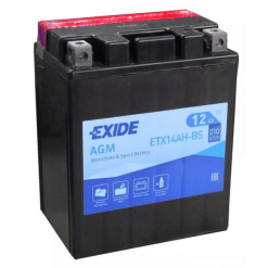 Batería Exide Moto 12V Agm AGM. ETX14AH-BS. 12 Ah (C10) - 210A(EN) 12V. 135x90x165mm