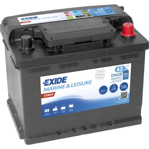 Batería Exide Marina Start EN600. 62 Ah - 540A(EN) 12V. 242x175x190mm