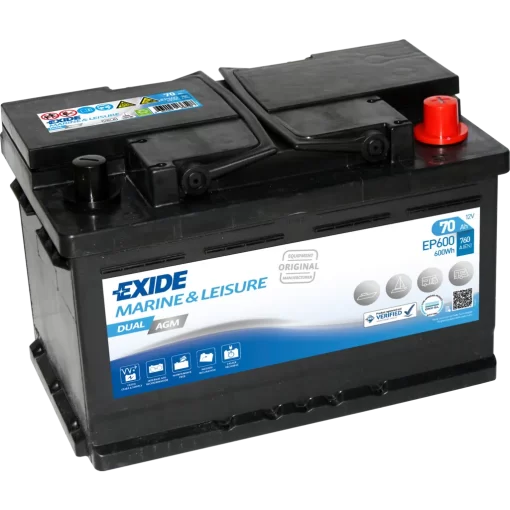 Batería Exide Marina Dual EP600. 70 Ah - 760A(EN) 12V. 278x175x190mm