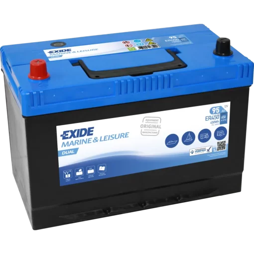 Batería Exide Marina Dual ER450. 95 Ah - 650A(EN) 12V. 306x175x225mm