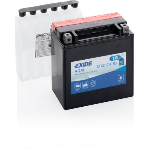 Batería Exide Moto 12V Agm AGM. ETX20CH-BS. 18 Ah (C10) - 230A(EN) 12V. 150x90x160mm