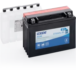 Batería Exide Moto 12V Agm AGM. ETX24HL-BS. 21 Ah (C10) - 350A(EN) 12V. 205x90x165mm