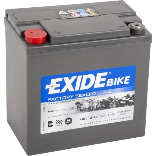 Batería Exide Moto 12V Agm Ready AGM. GEL12-14. 14 Ah - 150A(EN) 12V. 150x90x145mm