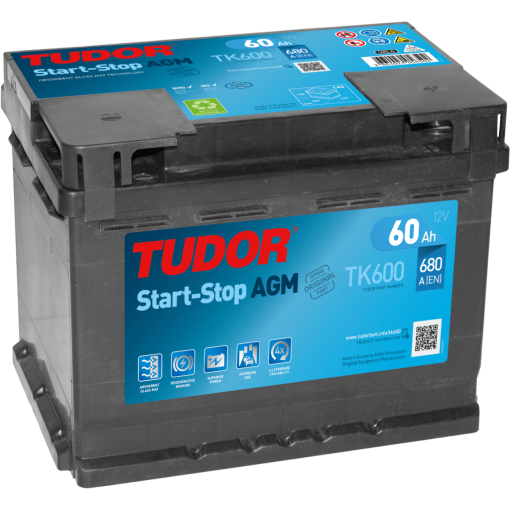 Batería Tudor Start-Stop Agm AGM. TK600. 60 Ah - 680A(EN) 12V. 242x175x190mm