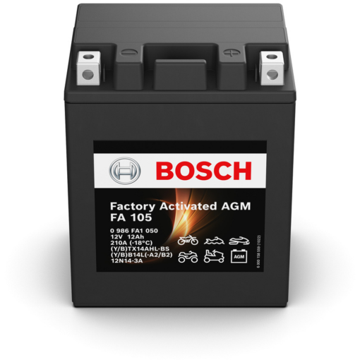Batería Bosch Fa - Motorcycle AGM. FA105. 12 Ah (C10) - 210A(EN) 12V. 133x90x164mm