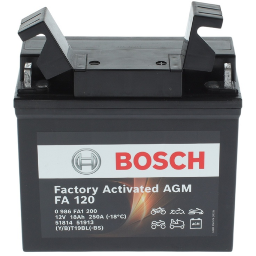 Batería Bosch Fa - Motorcycle AGM. FA120. 18 Ah (C10) - 250A(EN) 12V. 186x82x171mm