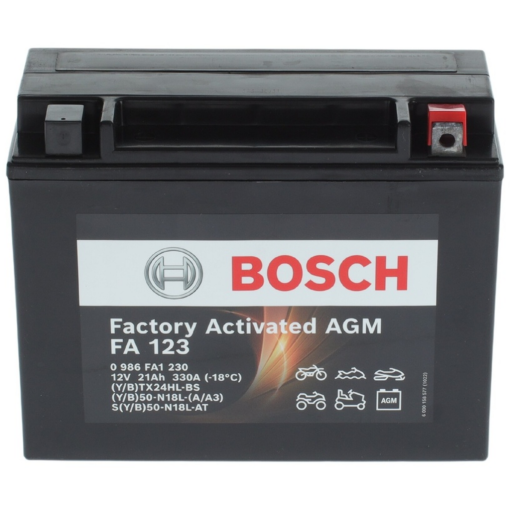 Batería Bosch Fa - Motorcycle AGM. FA123. 21 Ah (C10) - 330A(EN) 12V. 205x87x162mm