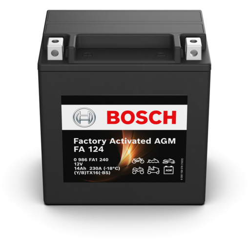 Batería Bosch Fa - Motorcycle AGM. FA124. 14 Ah (C10) - 230A(EN) 12V. 150x87x161mm